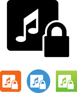 Music With Digital Rights Icon - Illustration