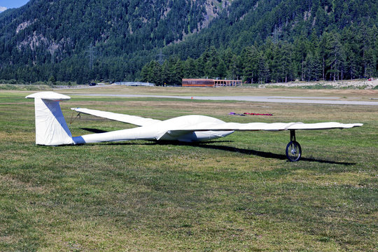 A covered glider waiting to fly