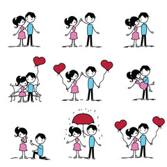 set of doodle couple. vector illustration