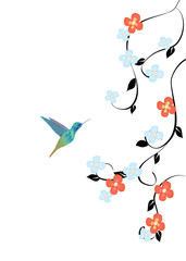 Hummingbird and flowers