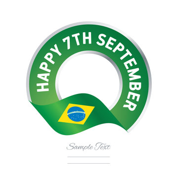 Happy 7th September Brazil flag color label logo icon