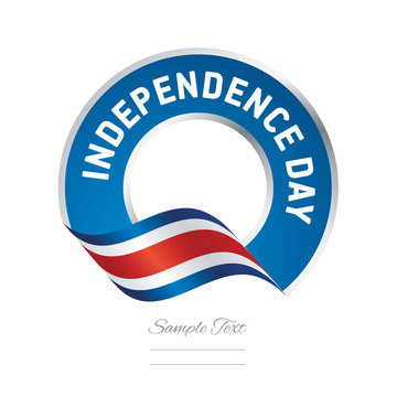 Independence Day Costa Rica flag ribbon color label logo icon