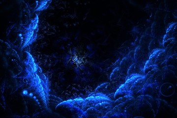 Blue Fractal floral background with a lot of curls