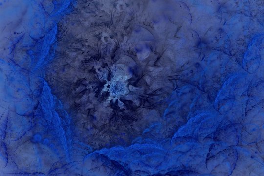 Blue Fractal floral background with a lot of curls