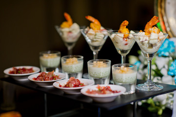 cocktail food buffet. catering. dessert