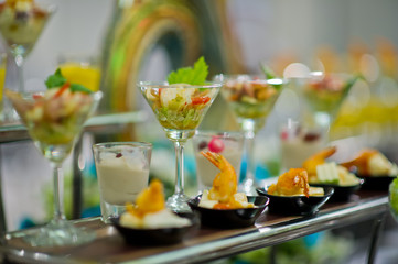 cocktail food buffet. catering. dessert