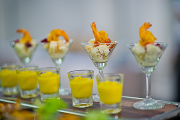 cocktail food buffet. catering. dessert