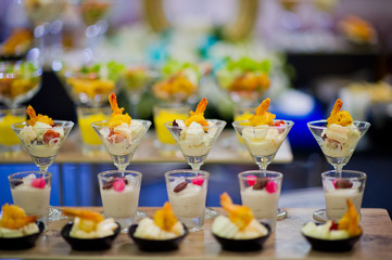 cocktail food buffet. catering. dessert