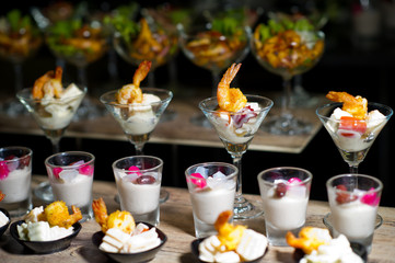cocktail food buffet. catering. dessert