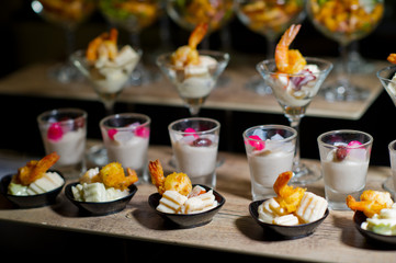 cocktail food buffet. catering. dessert