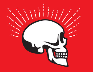 Skull Side View with Glow Line graphic effect
Vintage style vector illustration of skull in profile view.