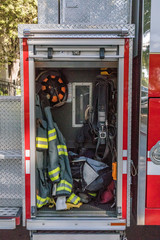 Firefighter equipment stored in truck