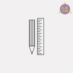 Ruler and pencil linear icon