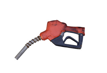 Red gas pump isolated on white background with clipping path