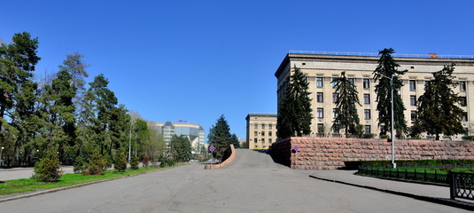 Fototapeta na wymiar Almaty city landscape on a sunny day