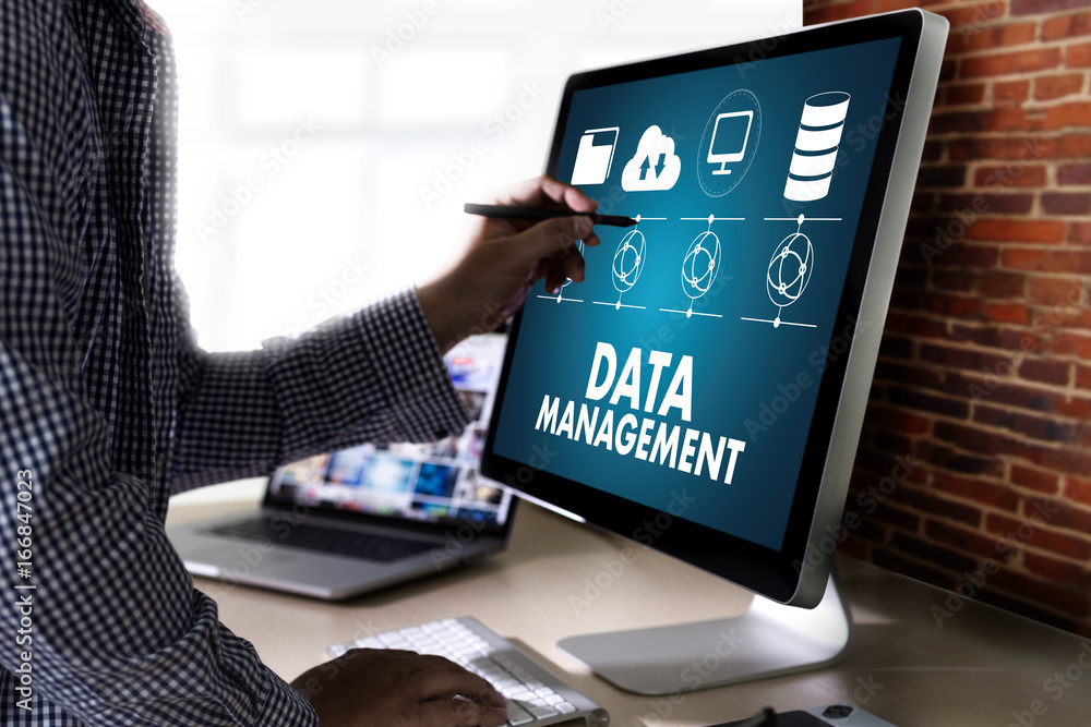 Poster data management file database cloud network technology concept