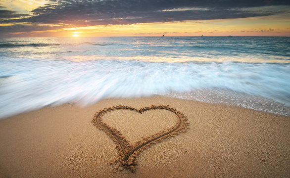 Heart on beach.