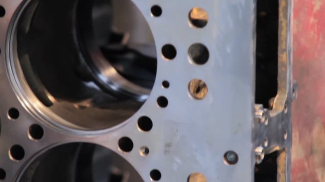 Engine assembly. Diesel engine block. block of cylinders close up