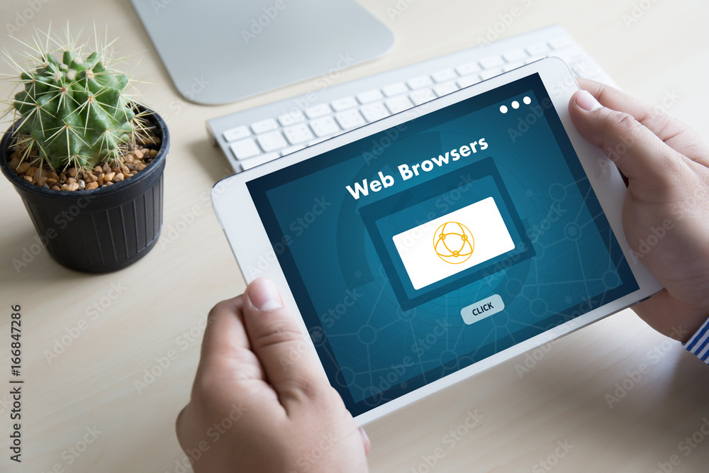 Poster browser http man use computer web browsers online networking connection technology digital