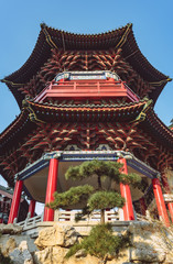 Fototapeta premium detail shot of historic buildings in city of China.
