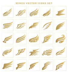 Wings logo elements, Wing icon design collection, vector illustrations.