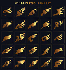 Wings logo elements, Wing icon design collection, vector illustrations.