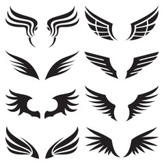 Wings logo elements, Wing icon design collection, vector illustrations.