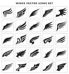 Wings logo elements, Wing icon design collection, vector illustrations.