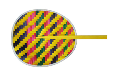 Thai wicker fan made from bamboo with clipping path