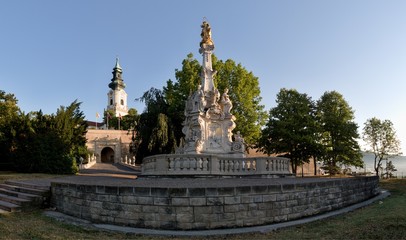 Fototapeta na wymiar Plague pillar outside Nitransky hrad castle in western Slovakia