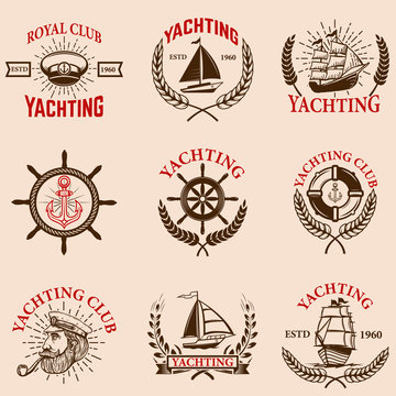 Set of yachting emblems