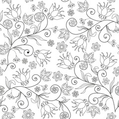 Fototapeta premium Seamless flower texture on white background