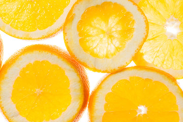 slices of orange background, view in backlight