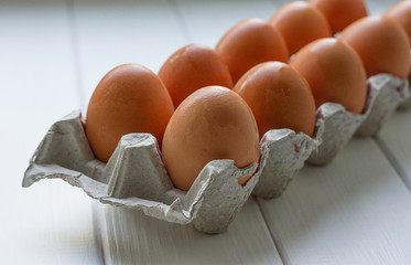 Eggs in the paper tray package