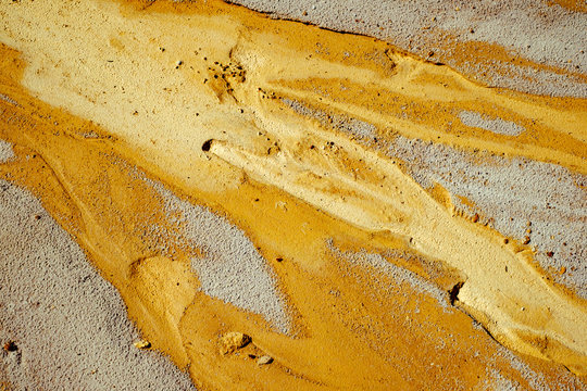Abstract golden sand texture on the beach, top view 