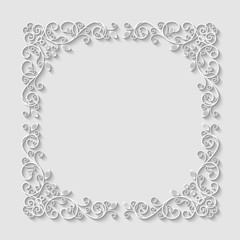 Abstract decorative 3d floral frame. Vector Illustration