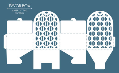 Openwork favor box with a lace ornament. Laser cutting