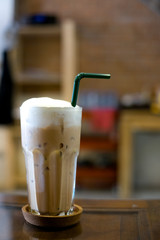 Ice latte with milk foam