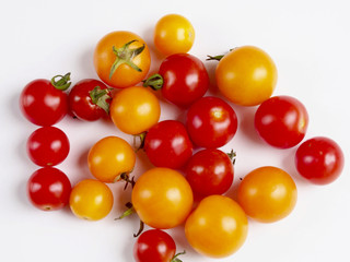 Cherry tomatoes on white background