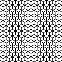 Vector seamless pattern. Cubes texture. Black-and-white background. Monochrome line cubic grid design. Vector EPS10
