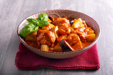 Chicken drumsticks and vegetable stew