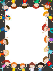 Border template with happy kids