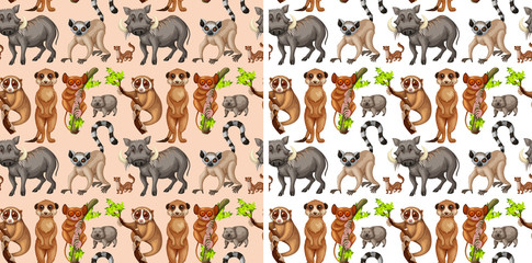 Seamless background with wild animals