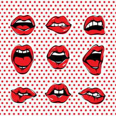 Vector Woman Lips Kiss Set