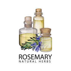 Watercolor rosemary oil