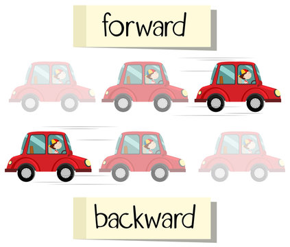 Opposite wordcard for forward and backward