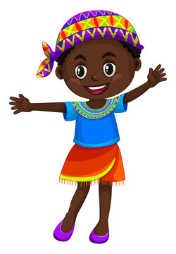 african girl colorful clothes open arms clip art preview