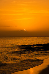 Sunset on the coast of the Caribbean Sea. Dominican sunset.