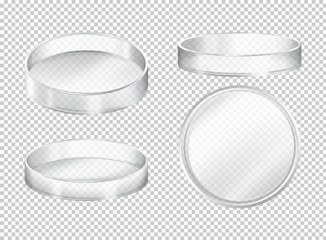 Round transparent plates on transparent background