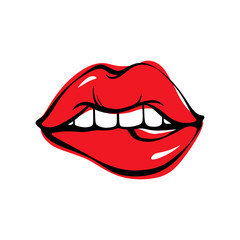 Vector Lips Kiss Icon Illustration